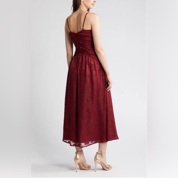 Lost +Wander EUC Celestial Glow Metallic Stripe Cocktail Dress in Maroon Size M - Picture 4 of 11